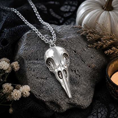Punk Metal Crow Skull Pendant Necklace