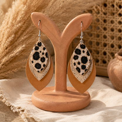 Multi-layered Water-drop Style Leather Earrings