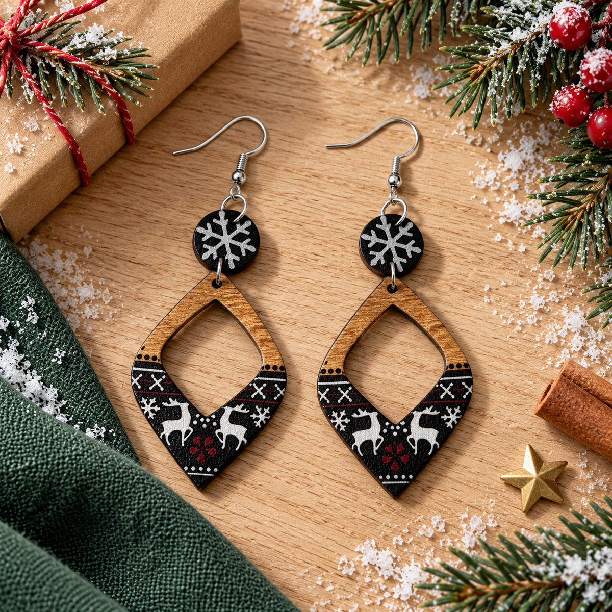 Cartoon Deer Rhombus Hollow Earrings