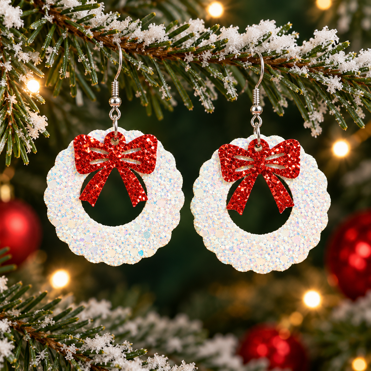 Red Sequin Bow earrings