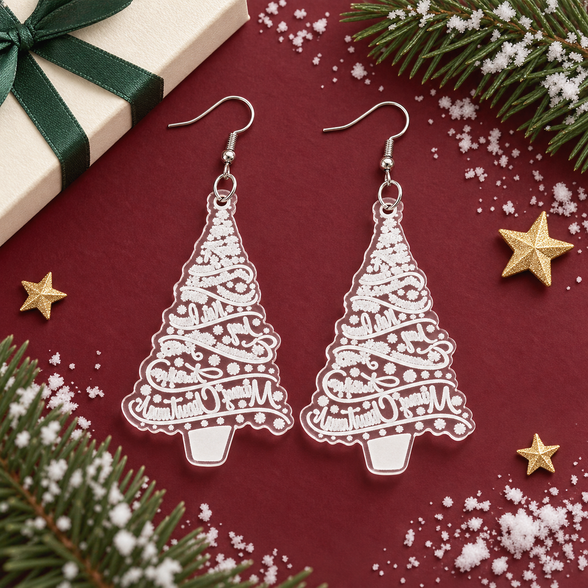 Transparent Acrylic Christmas Tree Earrings