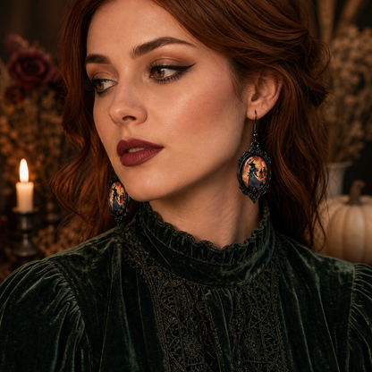 Gothic Celebration of Halloween - Oval Earrings