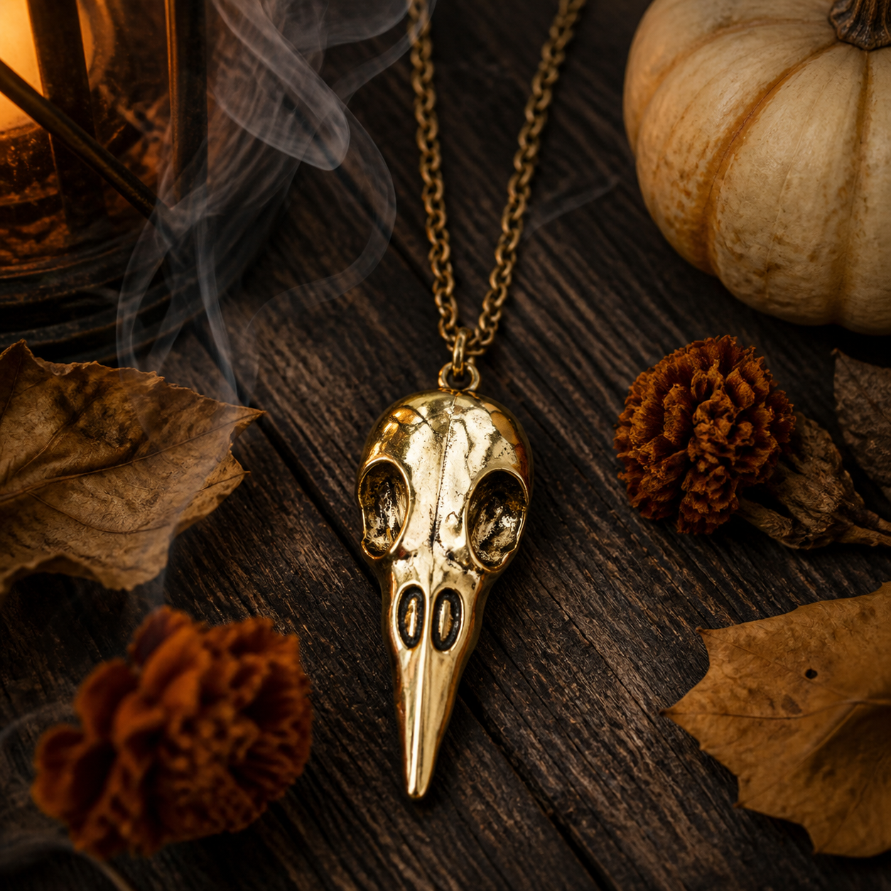 Punk Metal Crow Skull Pendant Necklace