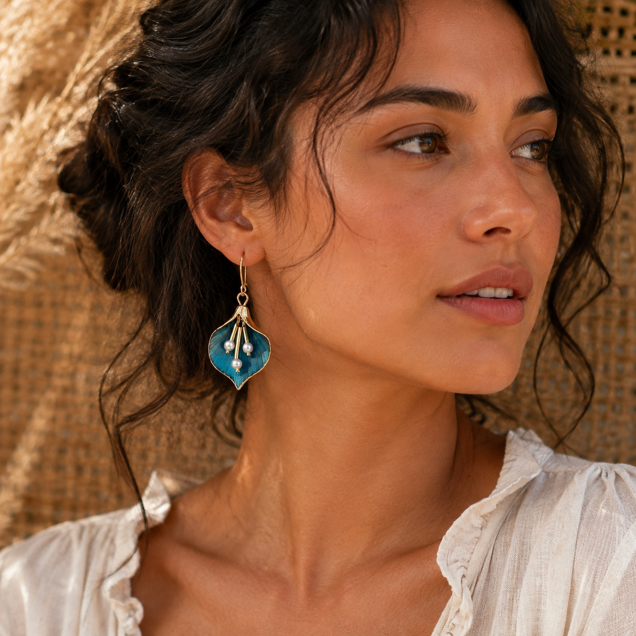 Pearl Flower Petal French-style Earrings
