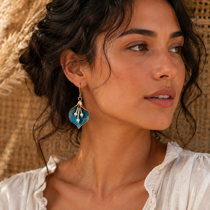 Pearl Flower Petal French-style Earrings