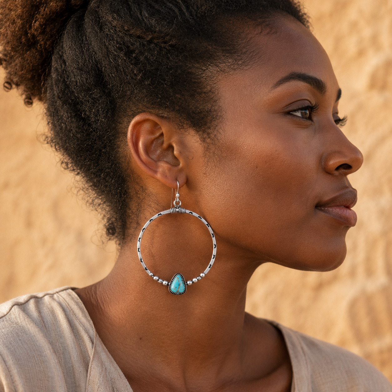 Retro Triangular Turquoise Earrings