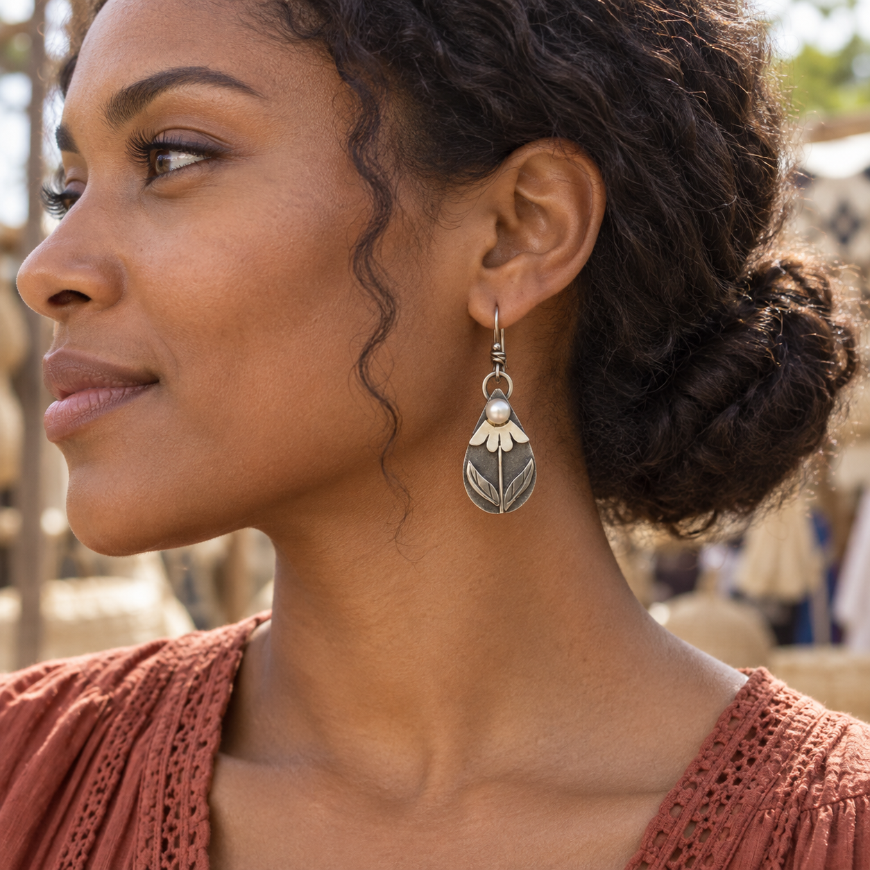 Vintage Water-drop Shaped Beaded Earrings