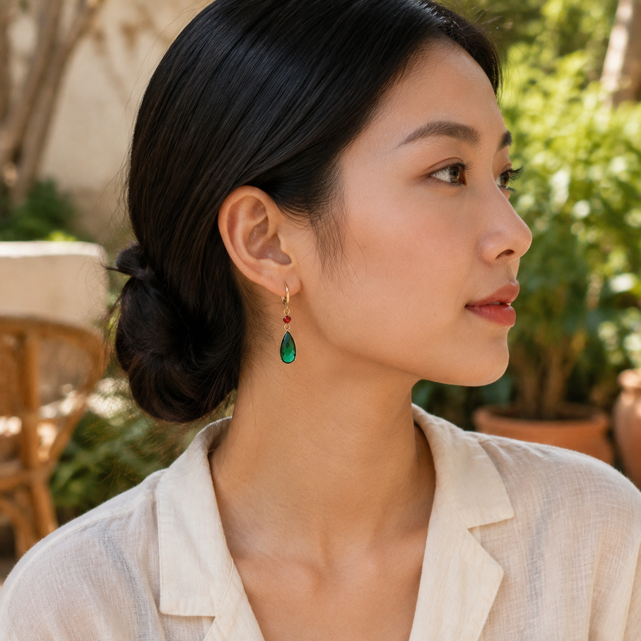 Gemstone Green Earrings