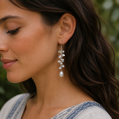 Gold-plated Flower-shaped Pearl Earrings