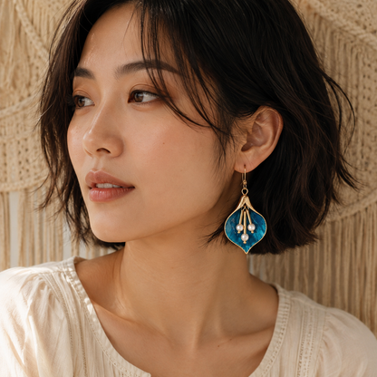 Pearl Flower Petal French-style Earrings