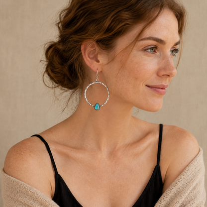 Retro Triangular Turquoise Earrings