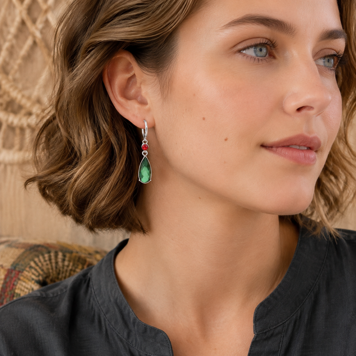 Gemstone Green Earrings