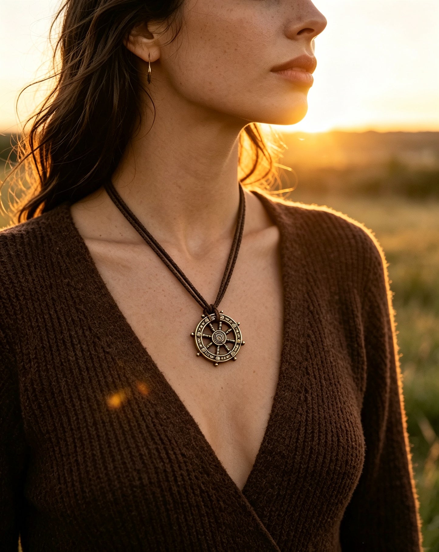 Rudder Pendant Bronze Necklace