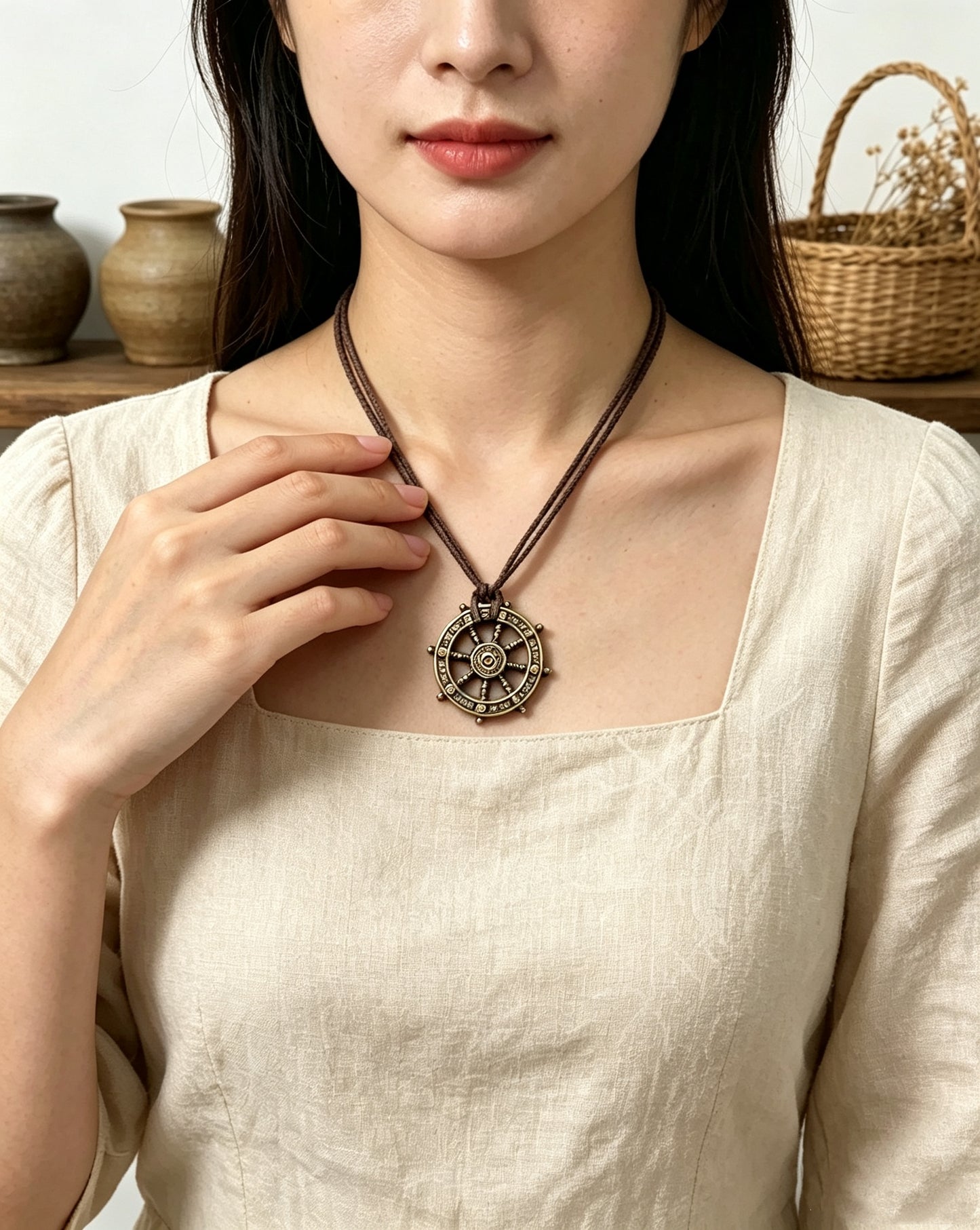Rudder Pendant Bronze Necklace