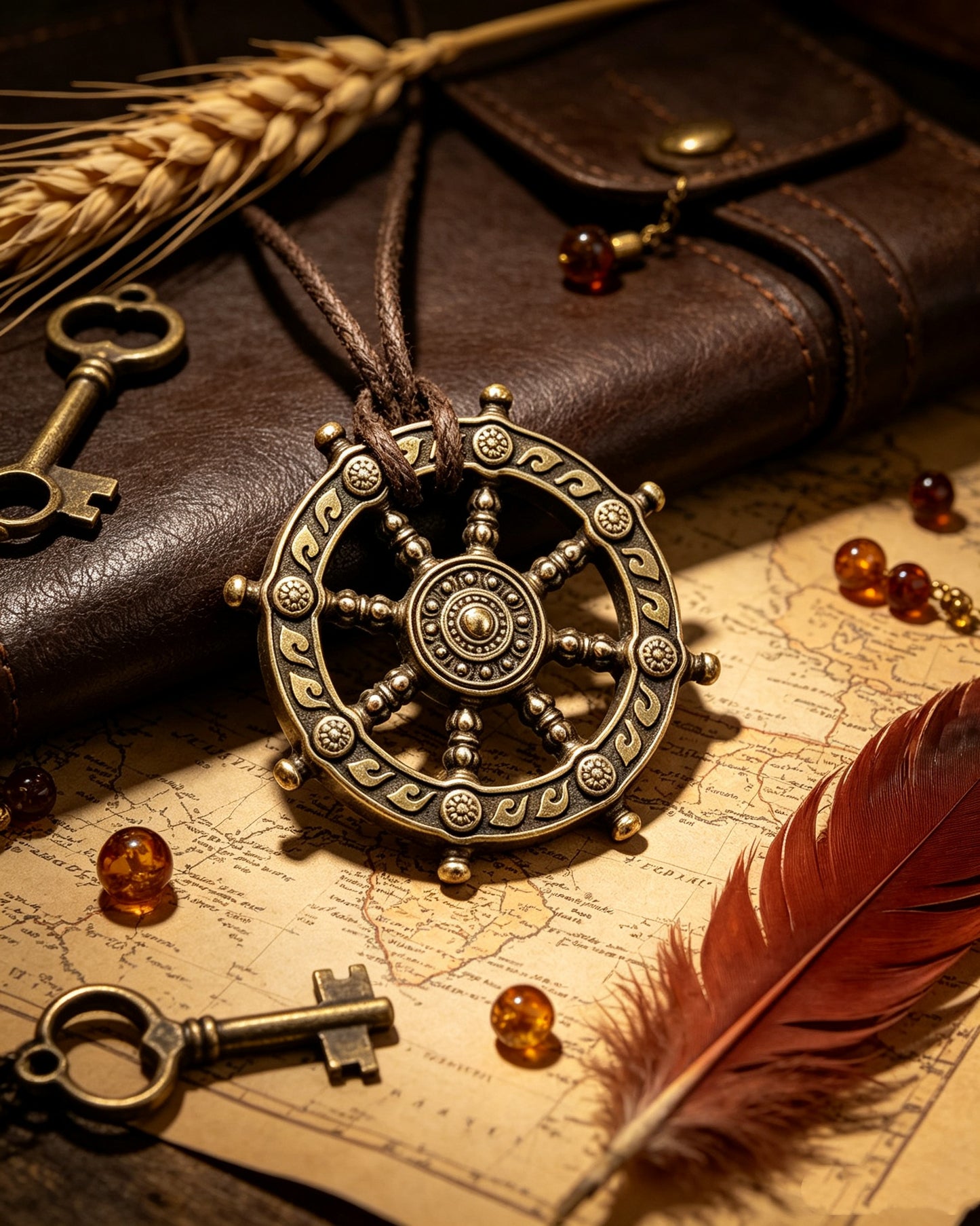 Rudder Pendant Bronze Necklace