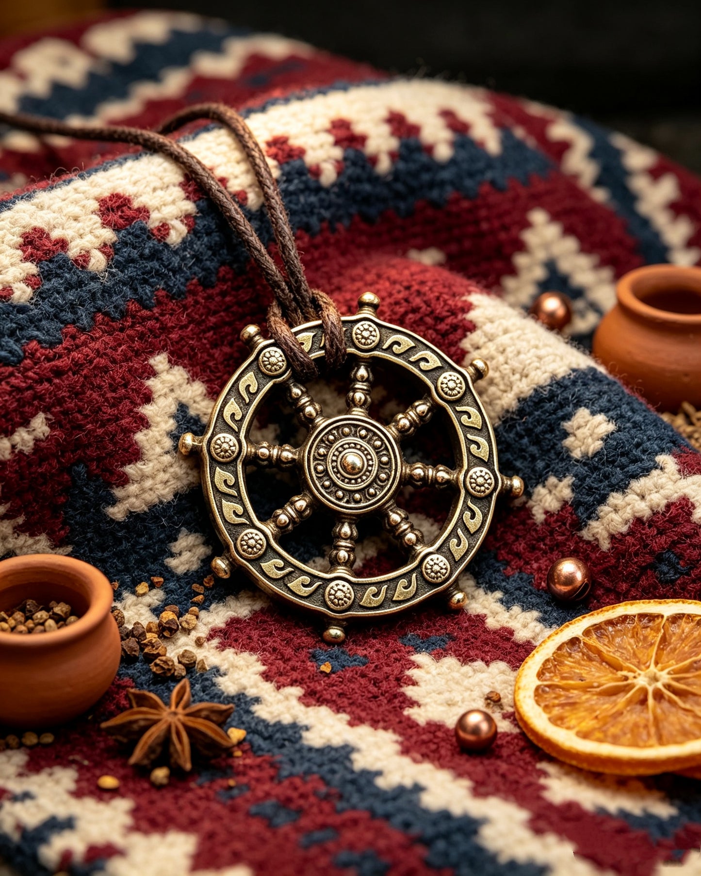Rudder Pendant Bronze Necklace