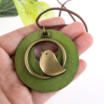 Wooden Bird Pendant Necklace