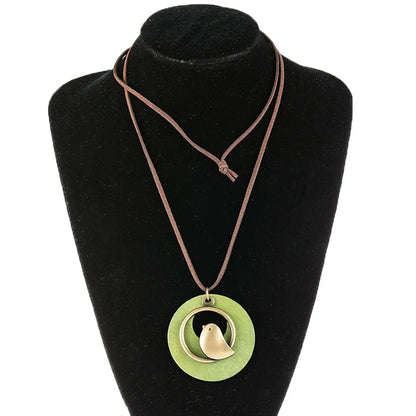 Wooden Bird Pendant Necklace