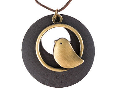 Wooden Bird Pendant Necklace