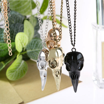 Punk Metal Crow Skull Pendant Necklace