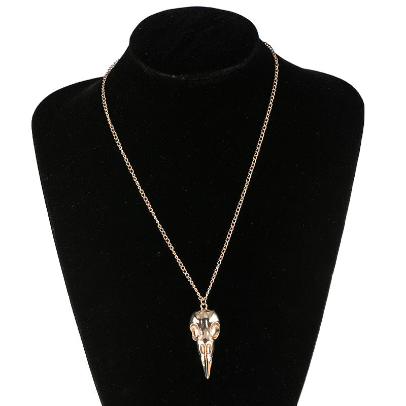 Punk Metal Crow Skull Pendant Necklace