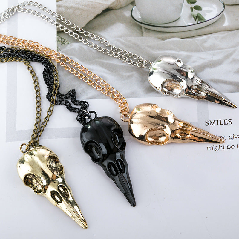Punk Metal Crow Skull Pendant Necklace