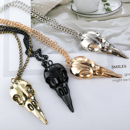 Punk Metal Crow Skull Pendant Necklace