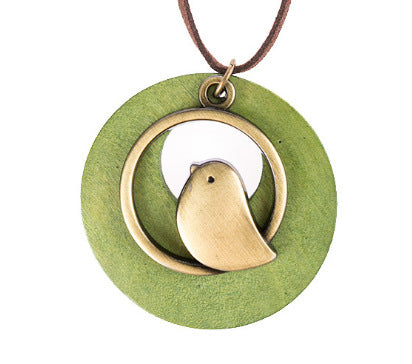 Wooden Bird Pendant Necklace
