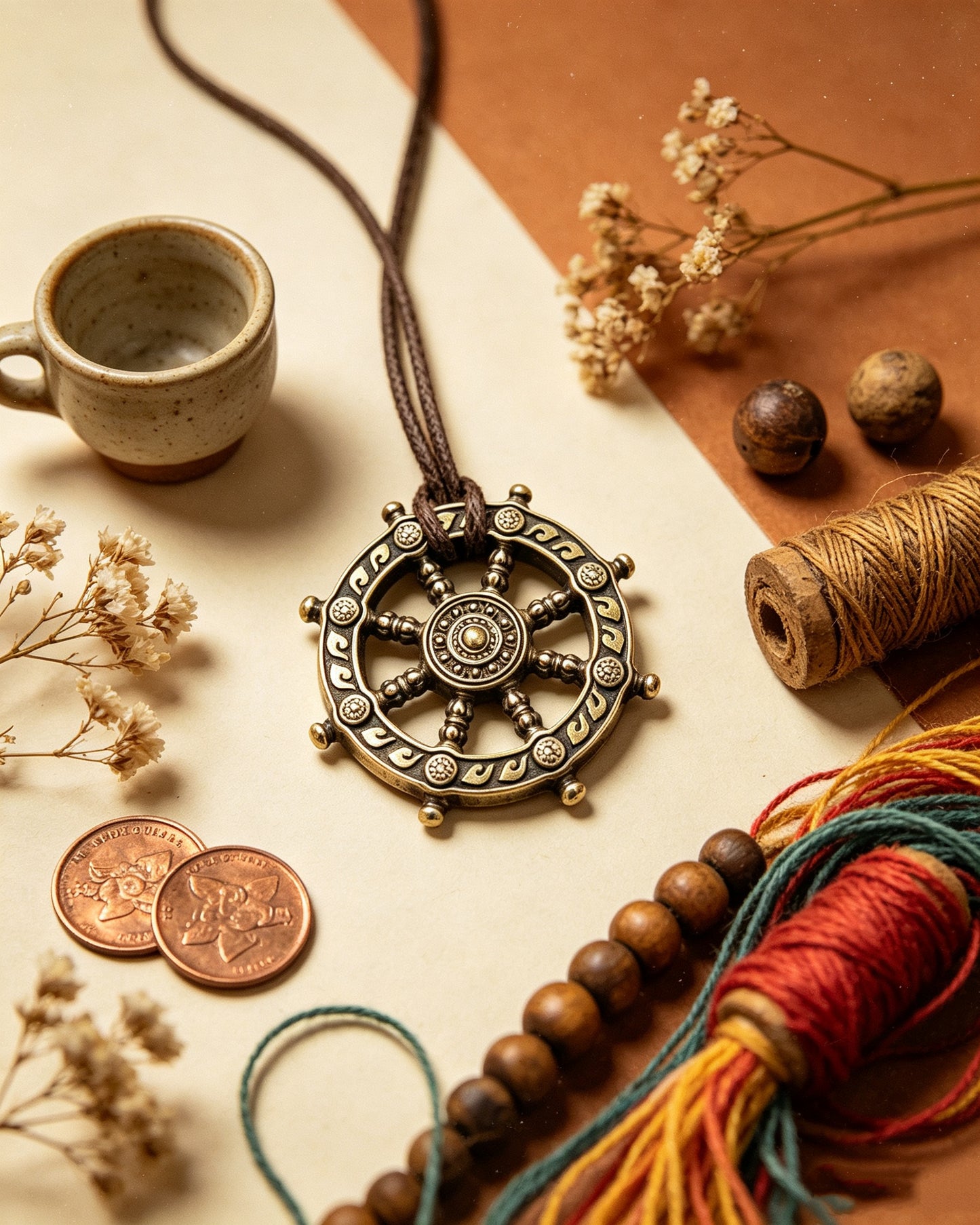 Rudder Pendant Bronze Necklace