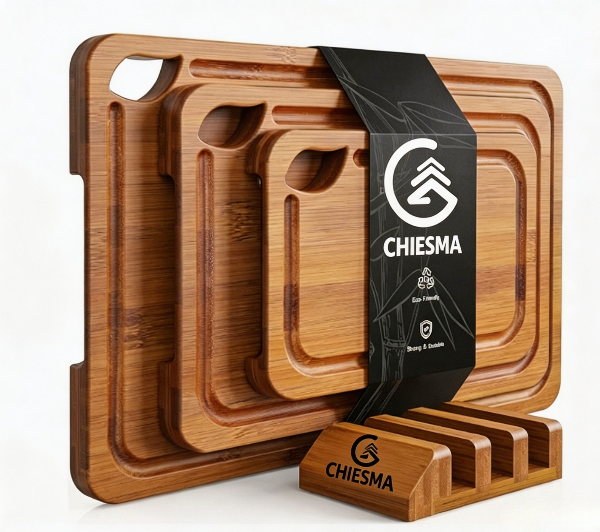 CHIESMA BPA-Free Anti-Microbial Cutting Boards Non-Slip Dishwasher Safe Reversible for Kitchen Food Prep Meat Vegetables