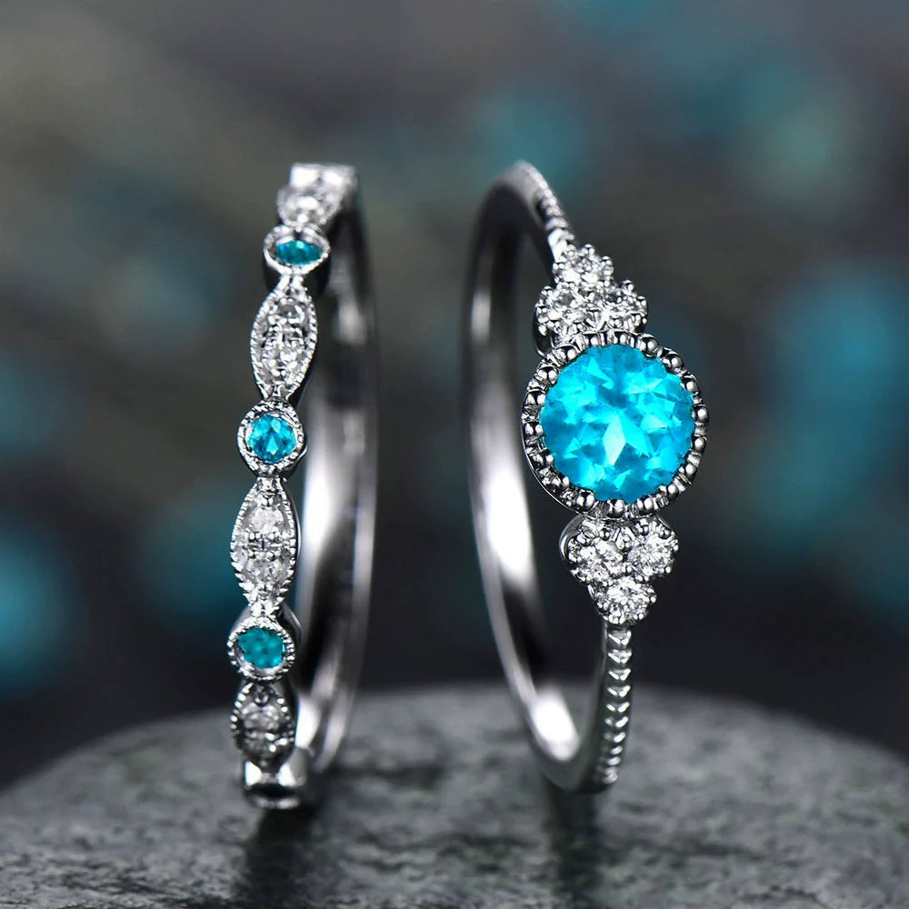 Two-piece Emerald Ring Set