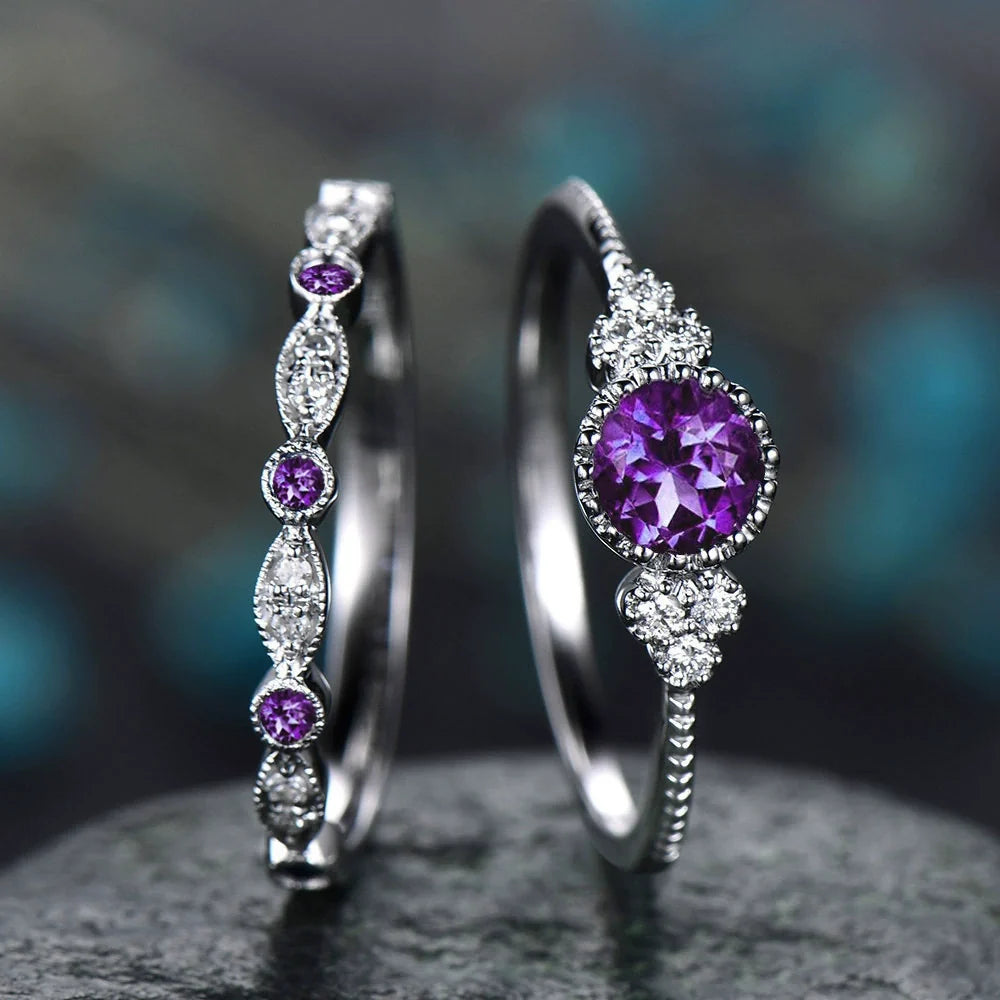Two-piece Emerald Ring Set