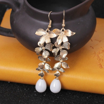 Gold-plated Flower-shaped Pearl Earrings