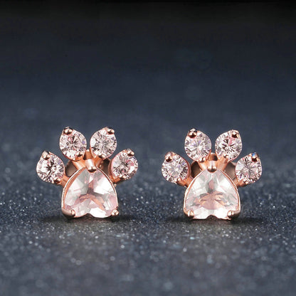 Pink Cute Cat Paw Print Earrings