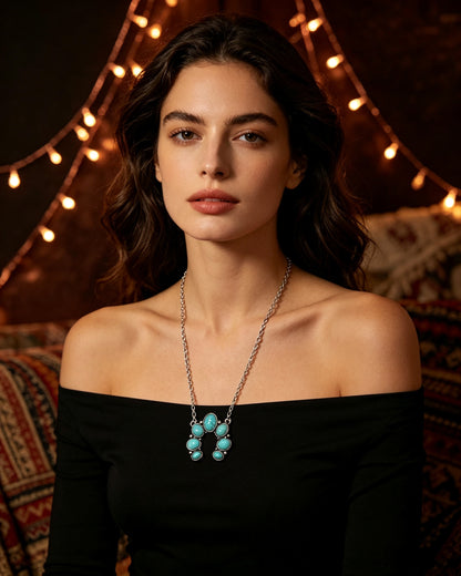 U-shaped Water-drop Turquoise Pendant Necklace