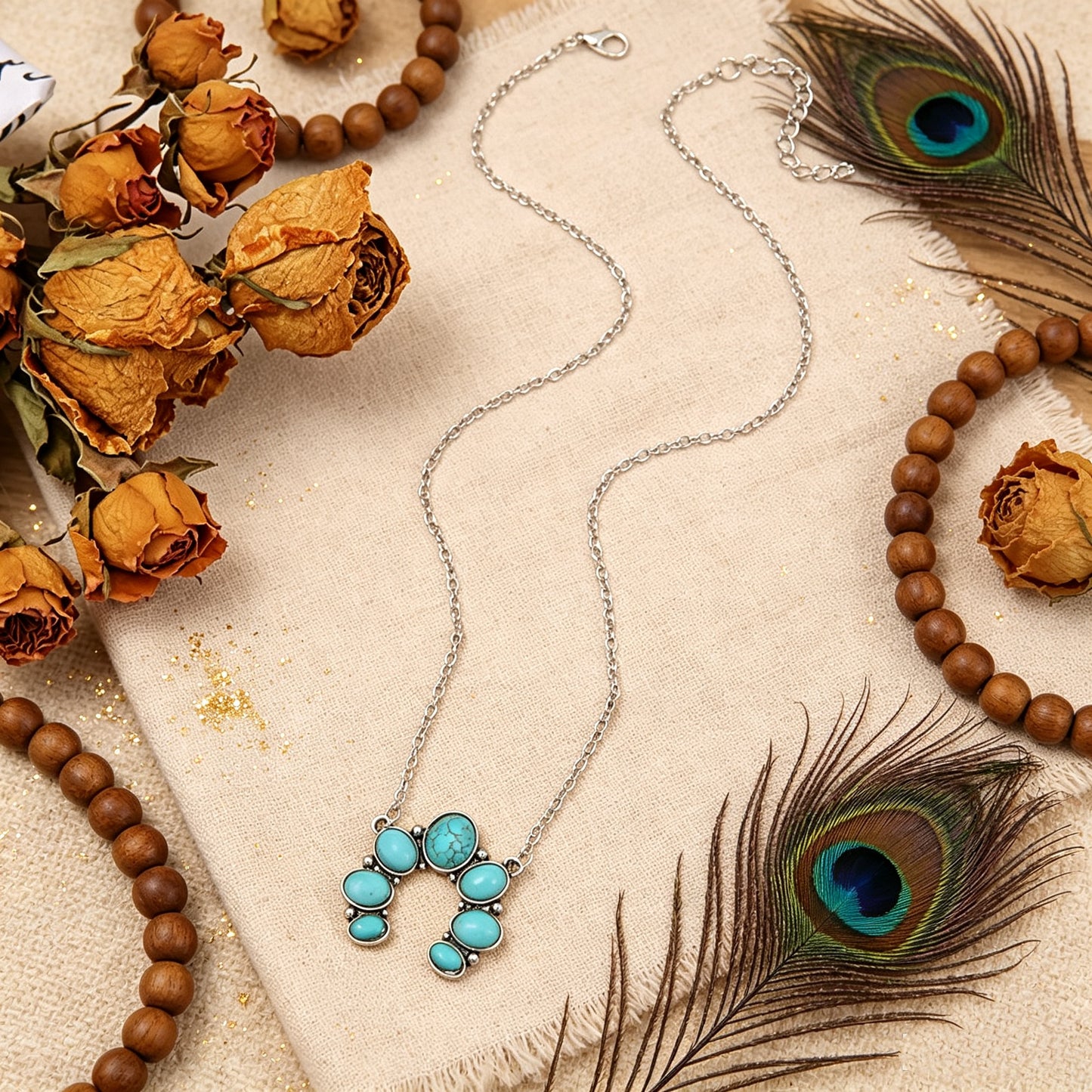 U-shaped Water-drop Turquoise Pendant Necklace
