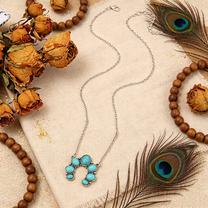 U-shaped Water-drop Turquoise Pendant Necklace