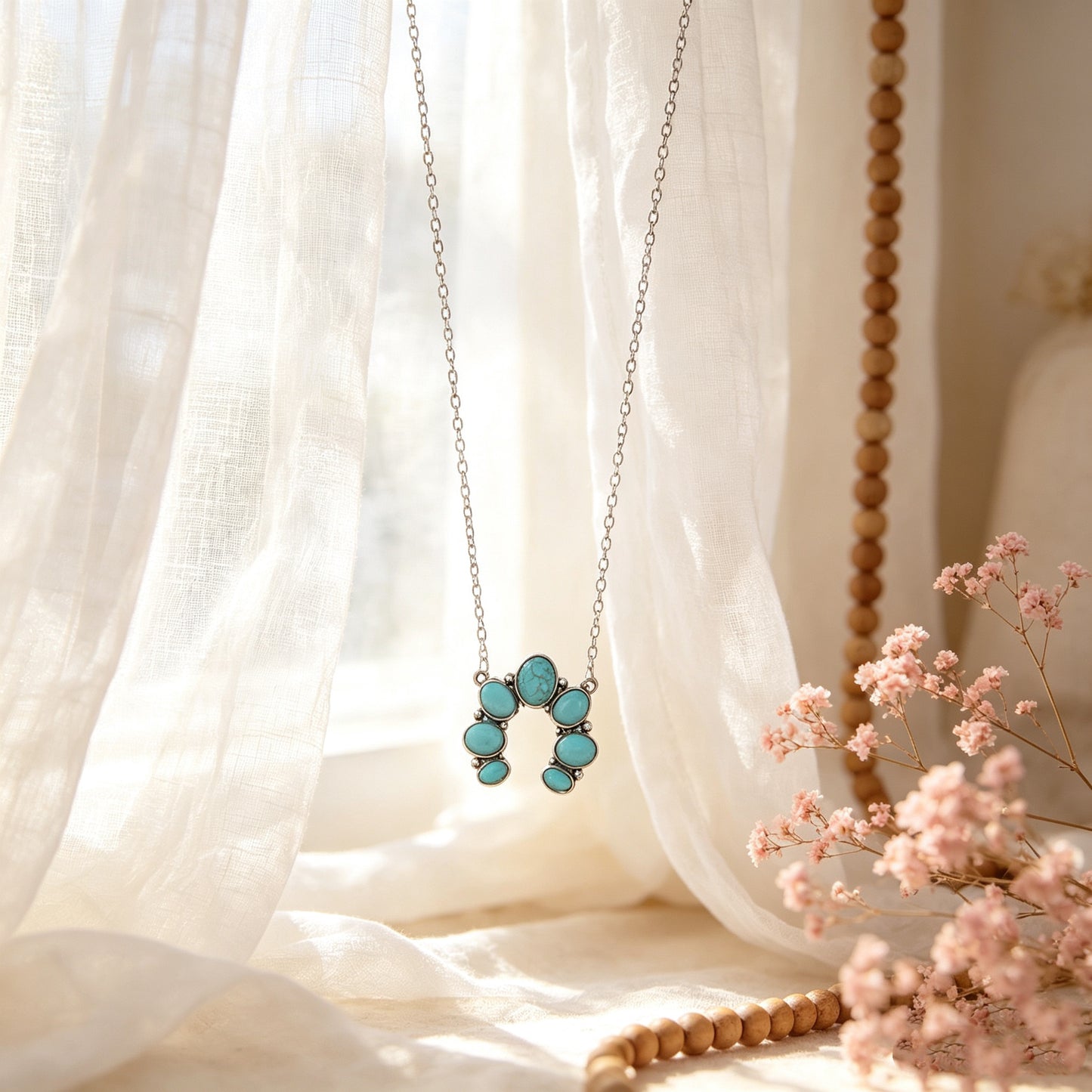 U-shaped Water-drop Turquoise Pendant Necklace