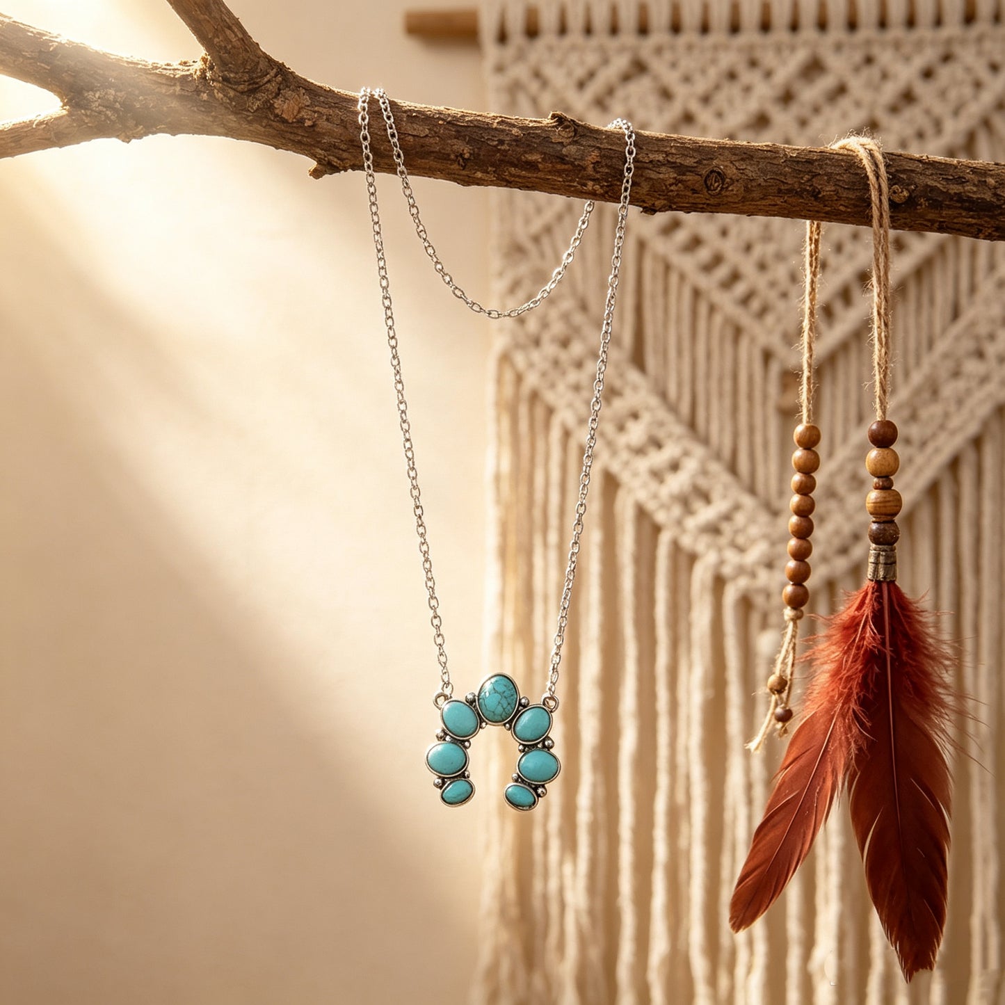 U-shaped Water-drop Turquoise Pendant Necklace