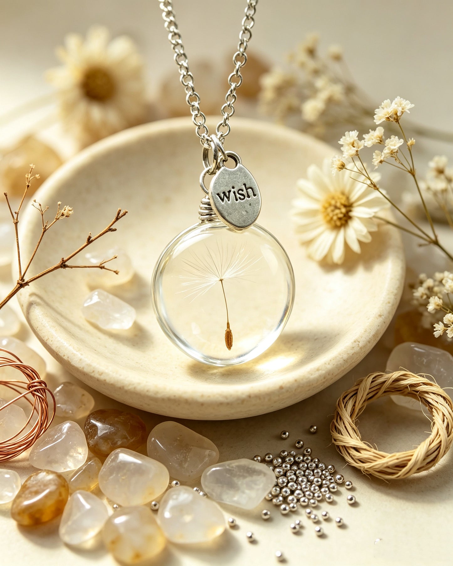 Dandelion Time Gem Necklace
