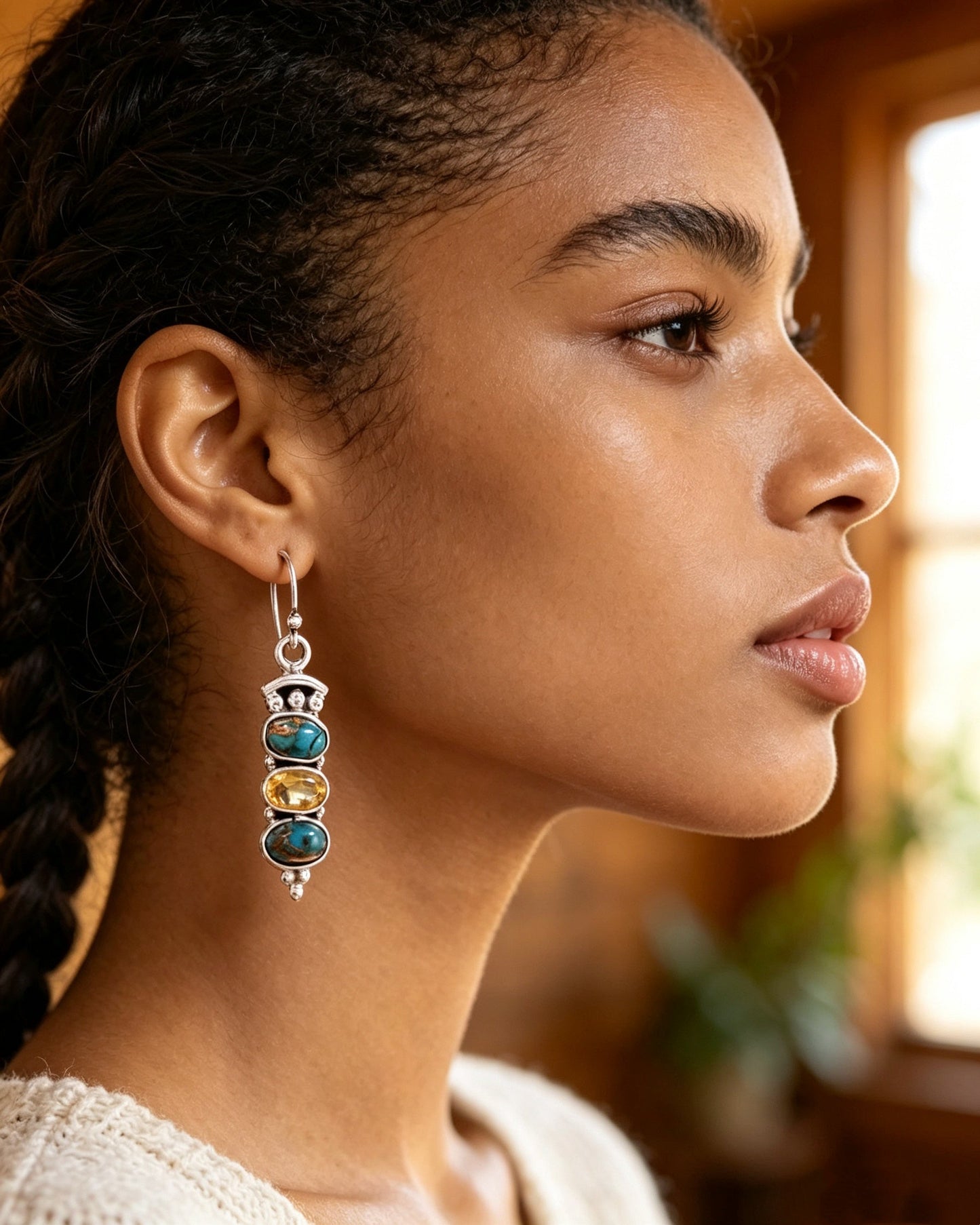 S925 Vintage Turquoise Earrings