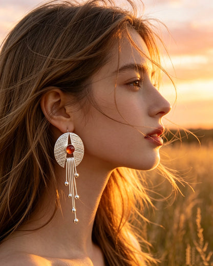 Tassel Red Agate Earrings