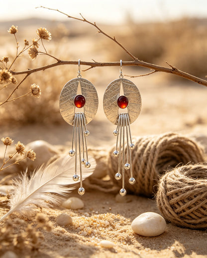 Tassel Red Agate Earrings