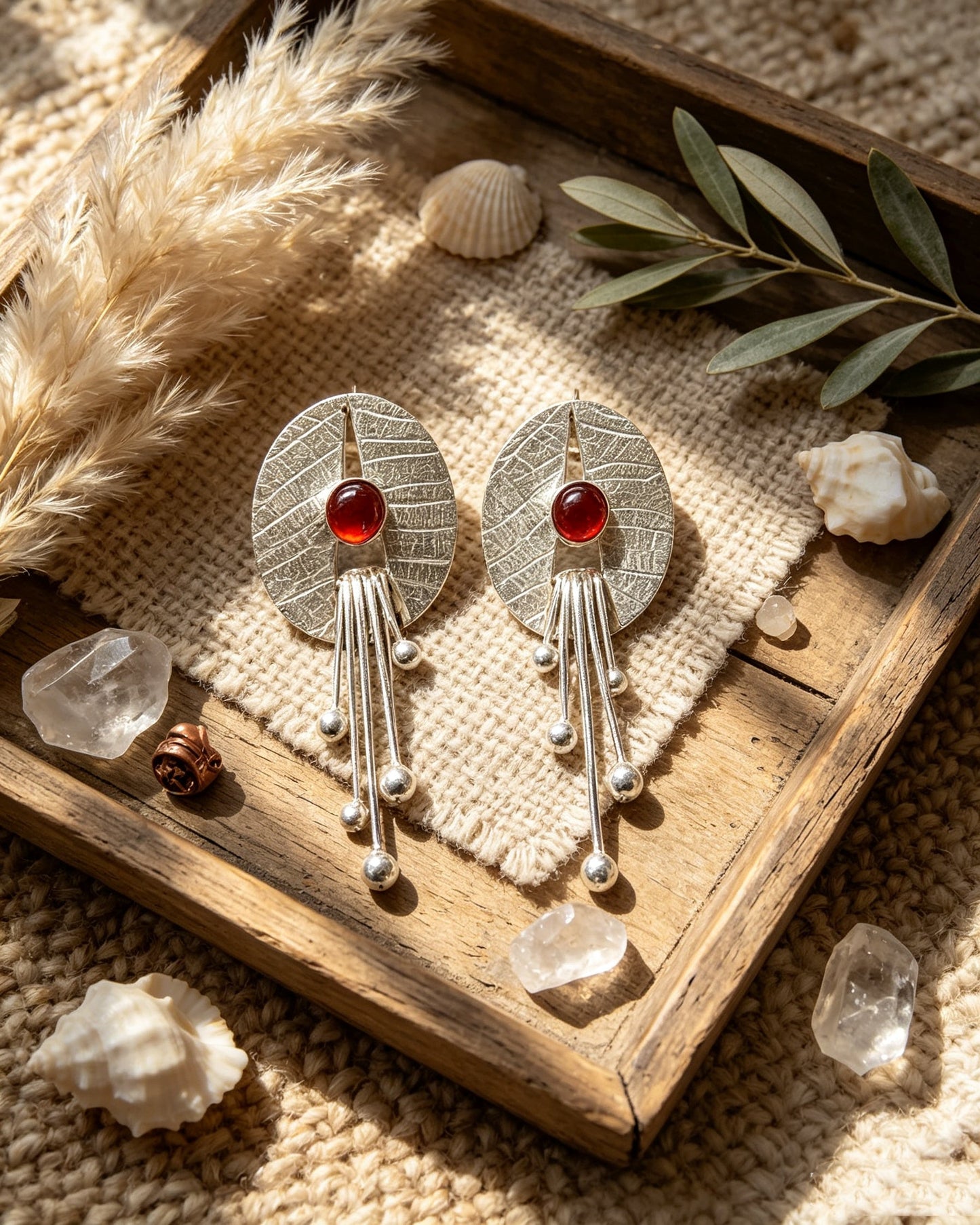 Tassel Red Agate Earrings