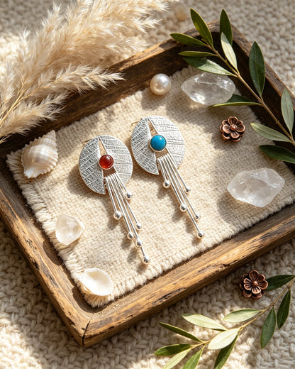 Tassel Red Agate Earrings