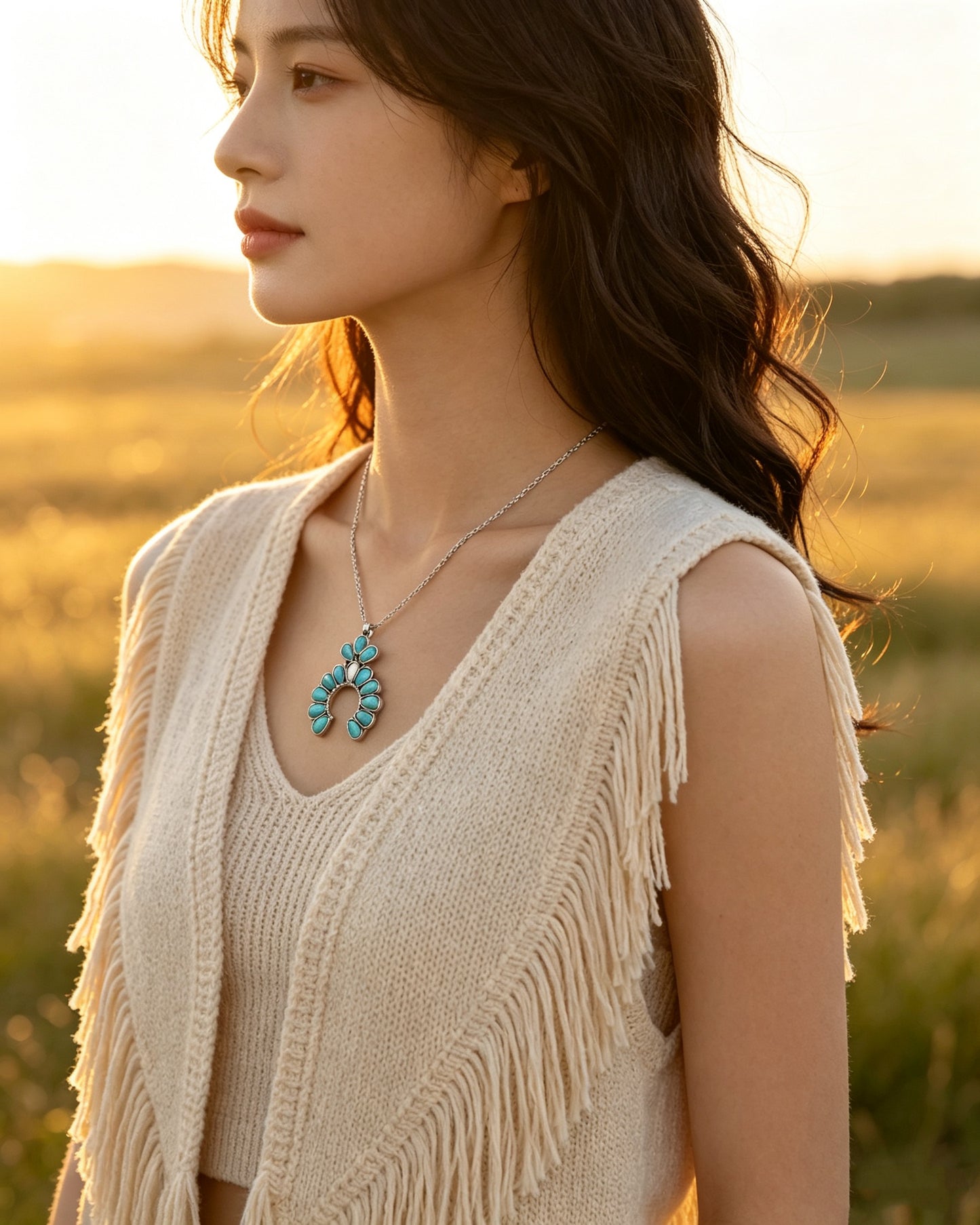 Pumpkin Flower Pendant Necklace