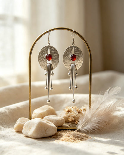 Tassel Red Agate Earrings