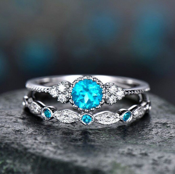 Two-piece Emerald Ring Set