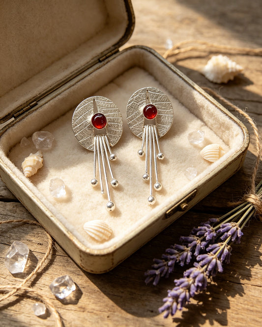 Tassel Red Agate Earrings