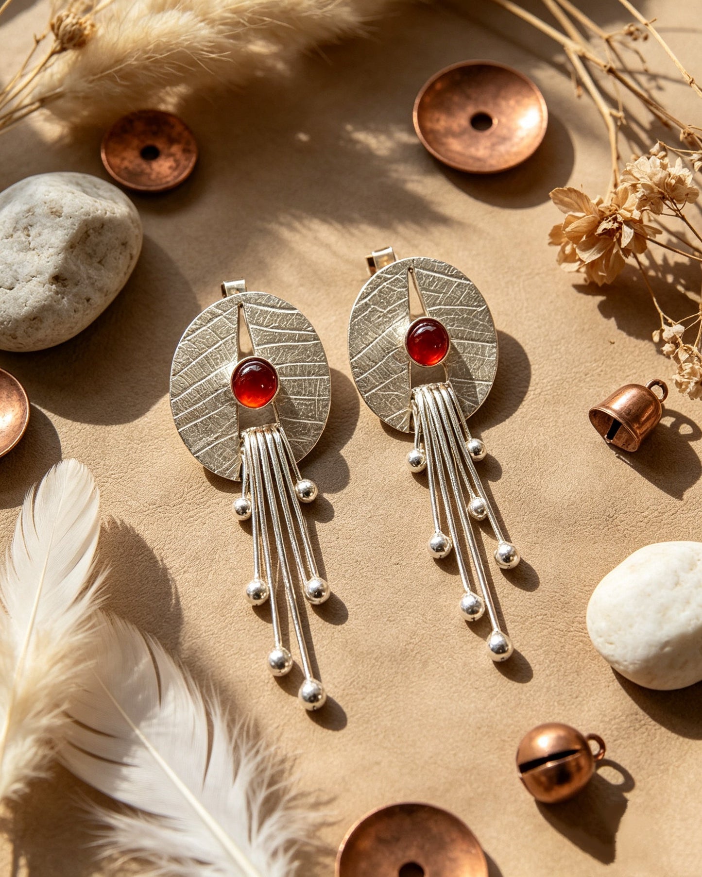 Tassel Red Agate Earrings